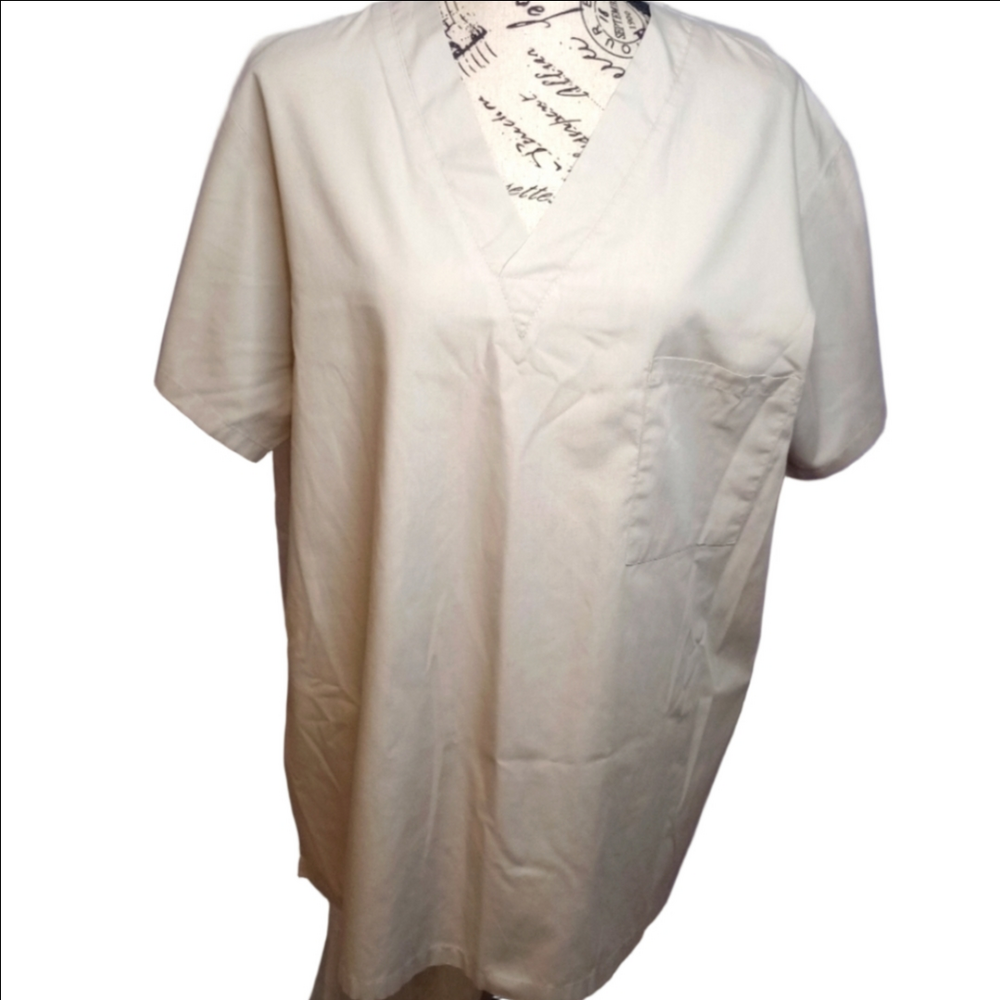 Scrub Advantage Khaki Short Sleeve Scrub Shirt Large